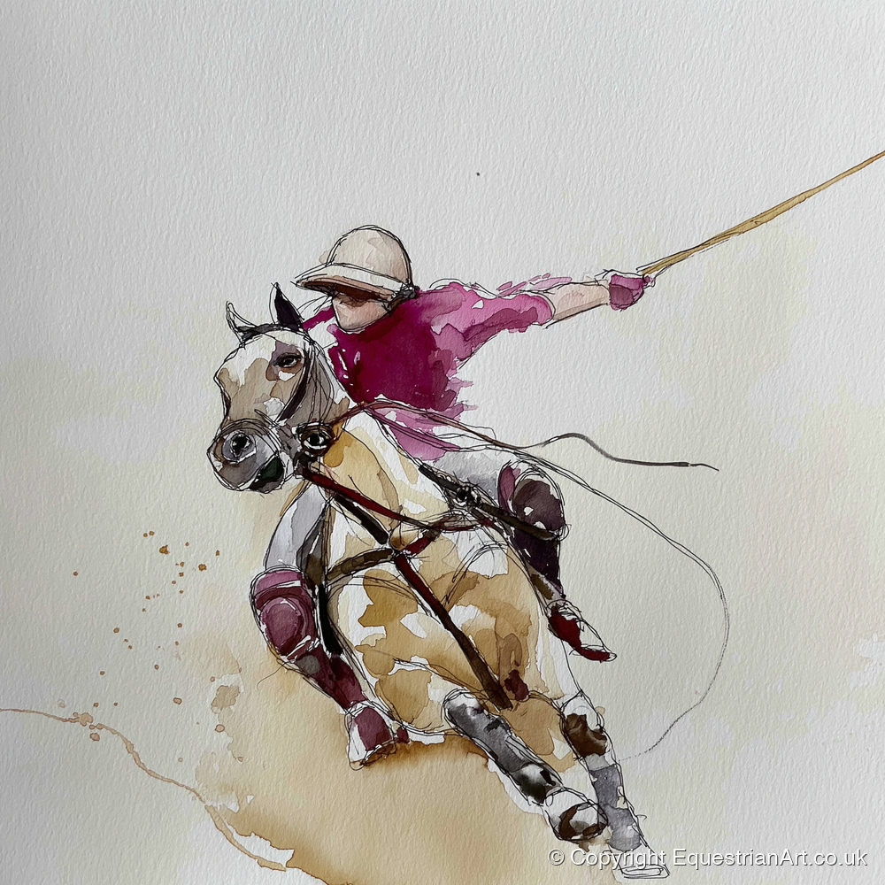 The Decisive Swing - polo horse art print and canvas by Edward Harrington A.I