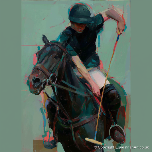The Decisive Swing - polo horse art print and canvas by Quentin Hart A.I