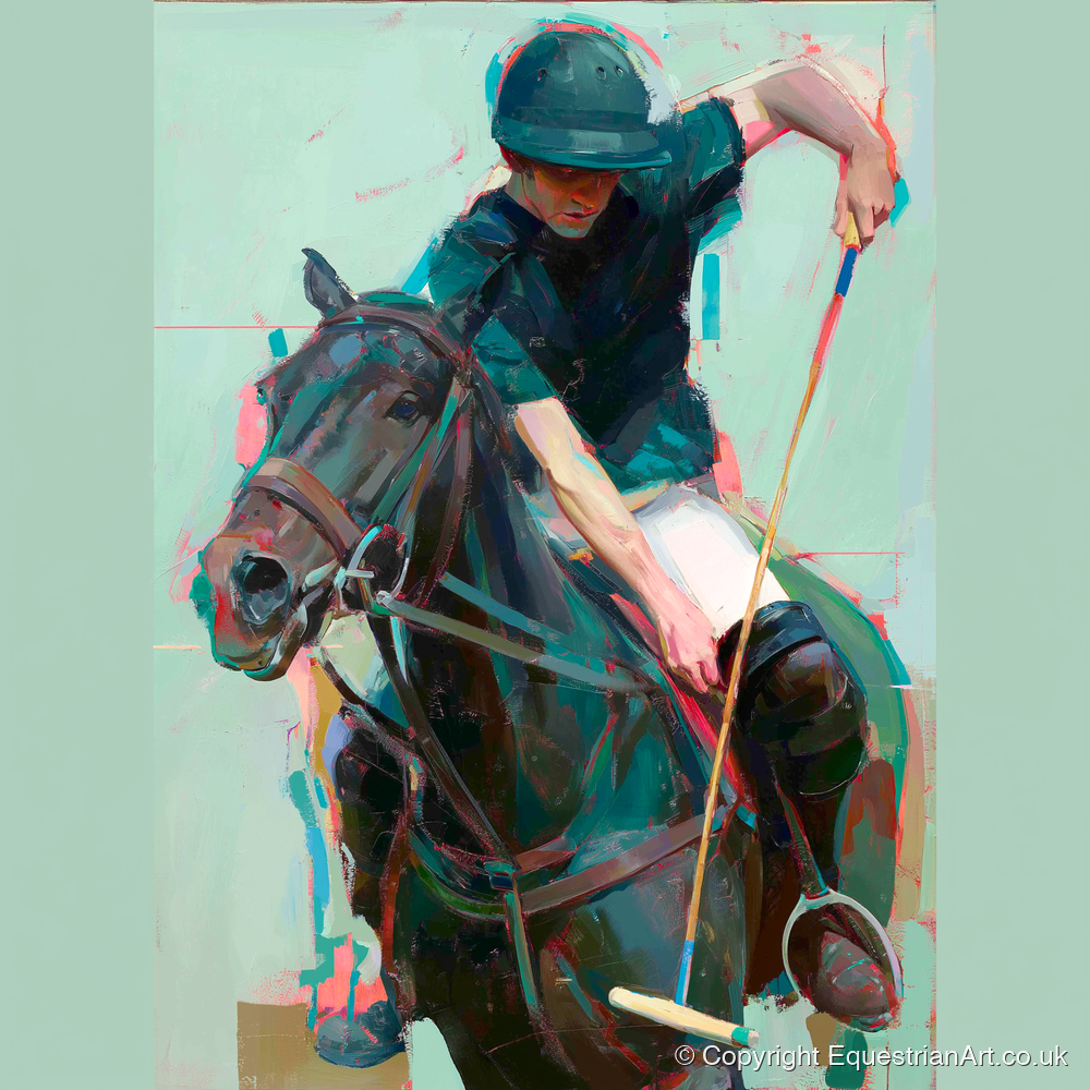The Decisive Swing - polo horse art print and canvas by Quentin Hart A.I