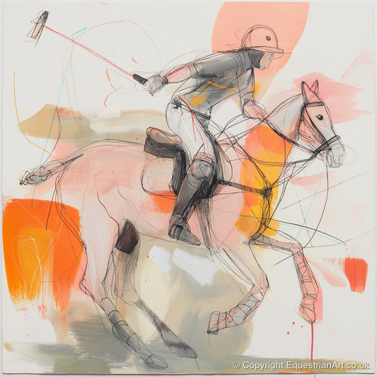 The Decisive Swing - polo horse art print and canvas by Rosemary Haste A.I