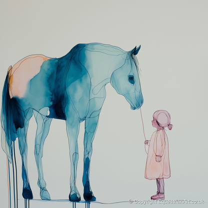 The Delicate Connection - horse & rider art print and canvas by Audrey Fontaine A.I