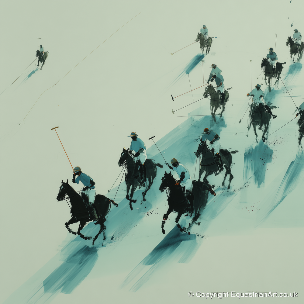 The Downfield Charge - polo horse art print and canvas by Callum Ross A.I