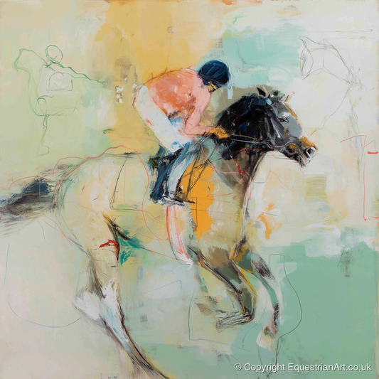 The Driving Finish - racing horse art print and canvas by Antonia Blythe A.I
