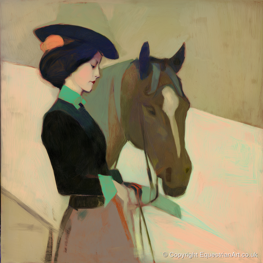 The Elegant Equestrienne - horse & rider art print and canvas by Franklin Holloway A.I