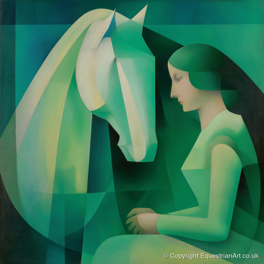 The Emerald Bond - horse & rider art print and canvas by Leopold Finch A.I