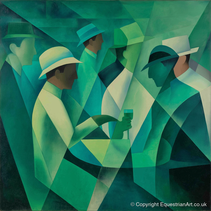 The Emerald Enclosure - racing horse art print and canvas by Leopold Finch A.I