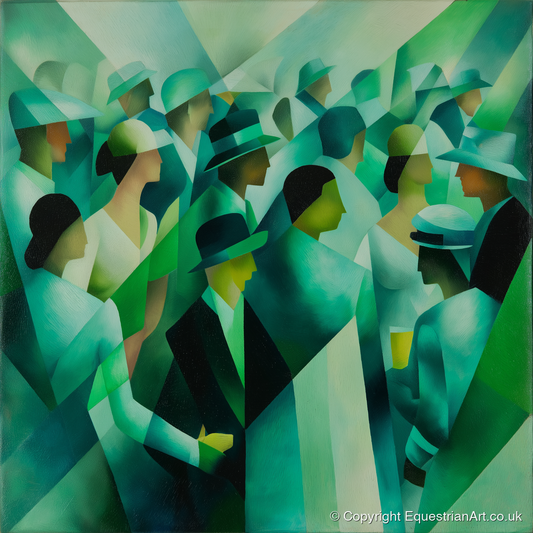 The Emerald Enclosure - racing horse art print and canvas by Leopold Finch A.I