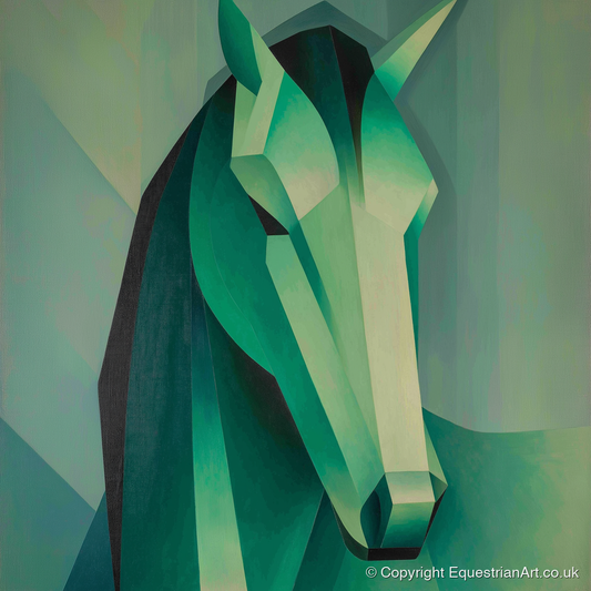 The Emerald Facets - horse portrait art print and canvas by Leopold Finch A.I