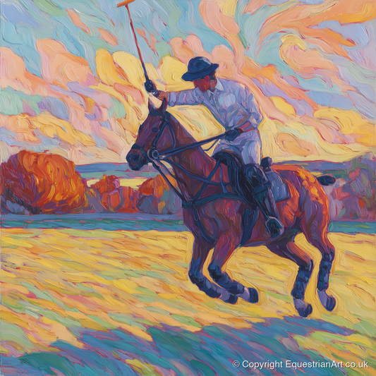 The Final Chukka - polo horse art print and canvas by Celia Harding A.I