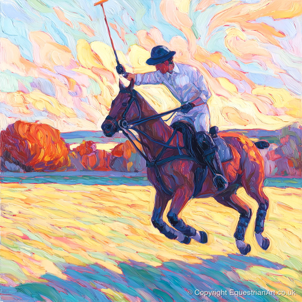 The Final Chukka - polo horse art print and canvas by Celia Harding A.I