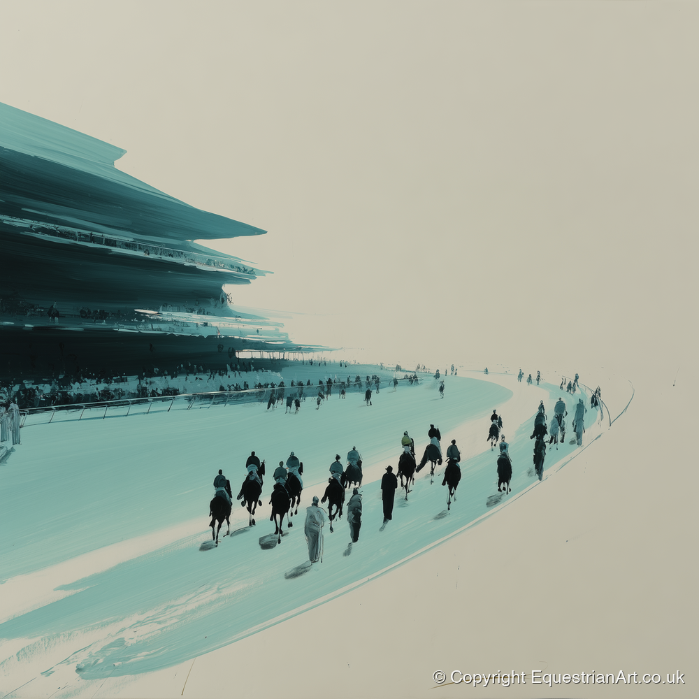 The Final Curve - racing horse art print and canvas by Callum Ross A.I