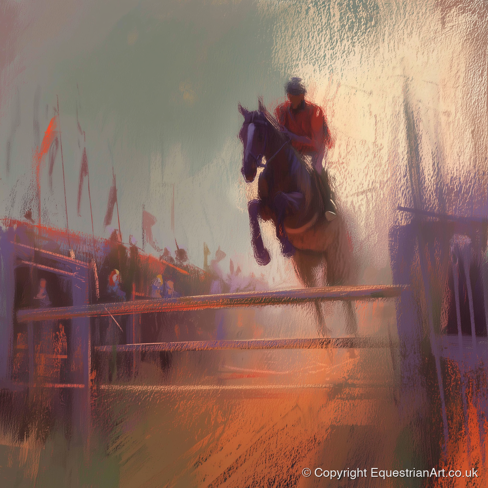 The Final Fence - show jumping horse art print and canvas by Rupert Kingsley A.I