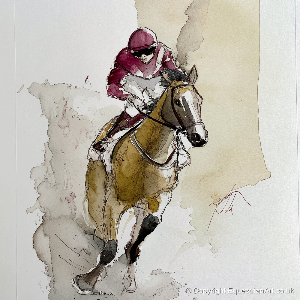 The Final Furlong - racing horse art print and canvas by Edward Harrington A.I