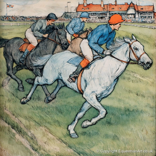 The Final Furlong - racing horse art print and canvas by Geoffrey Talbot A.I