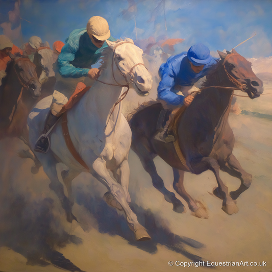 The Final Furlong - racing horse art print and canvas by Alistair Rhodes A.I