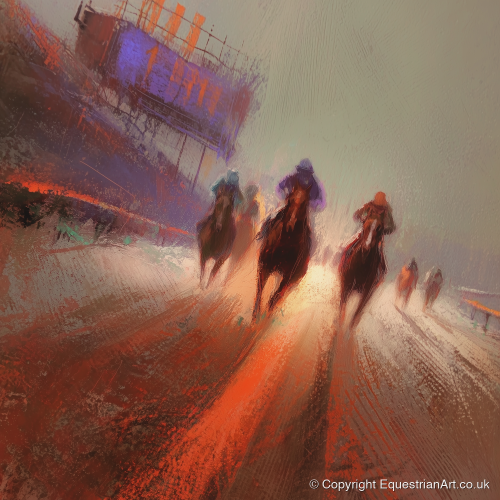 The Final Furlong - racing horse art print and canvas by Rupert Kingsley A.I