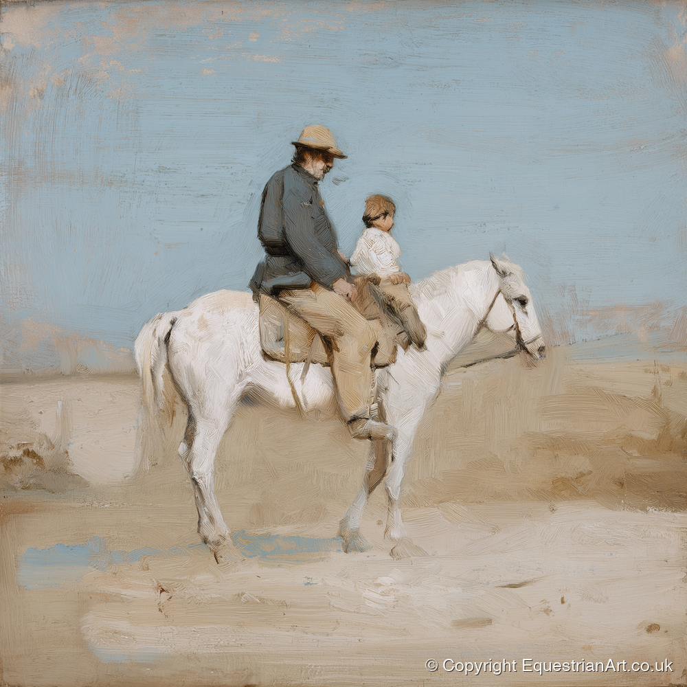 The First Hack - horse & rider art print and canvas by Frederick Lowell A.I