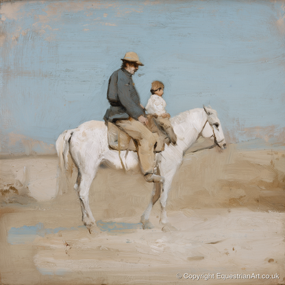 The First Hack - horse & rider art print and canvas by Frederick Lowell A.I