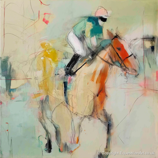 The Fleeting Stride - racing horse art print and canvas by Antonia Blythe A.I