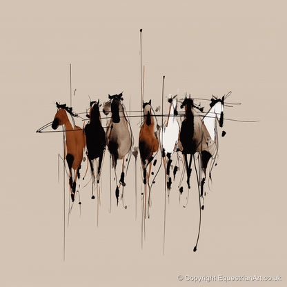 The Fluid Herd - wild horses art print and canvas by Julian Vance A.I