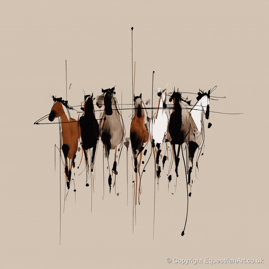 The Fluid Herd - wild horses art print and canvas by Julian Vance A.I