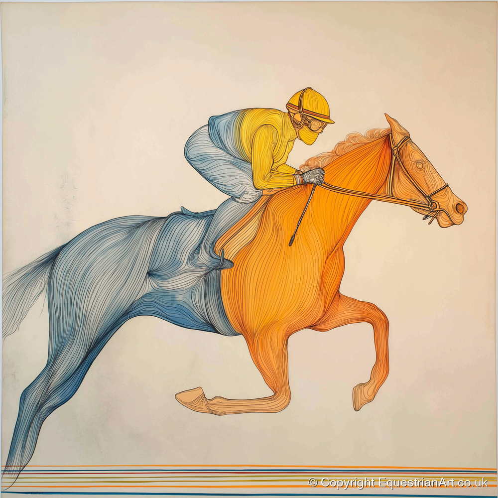 The Fluid Stride - racing horse art print and canvas by Cordelia Stanhope A.I