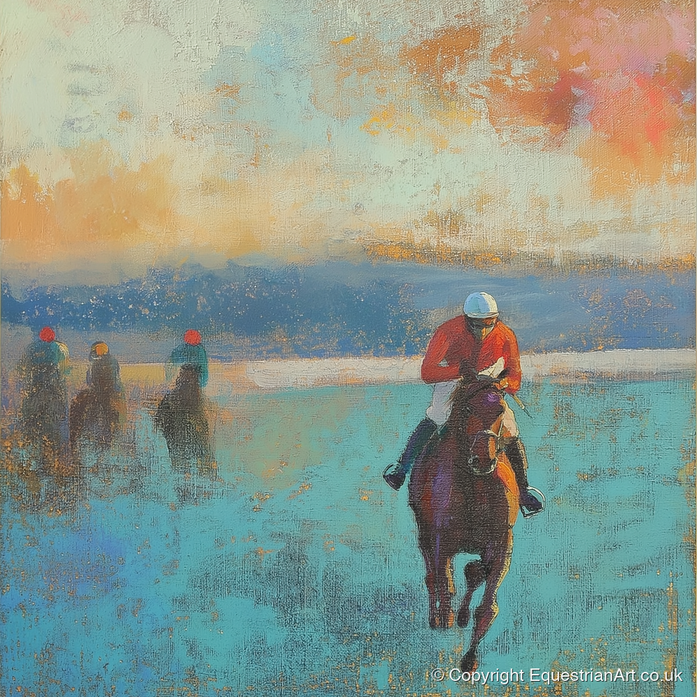 The Front Runner - racing horse art print and canvas by Benedict Croft A.I