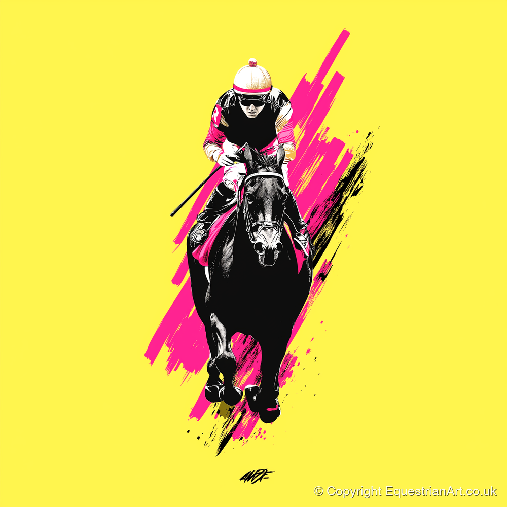 The Front Runner - racing horse art print and canvas by Maximilian Somerset A.I