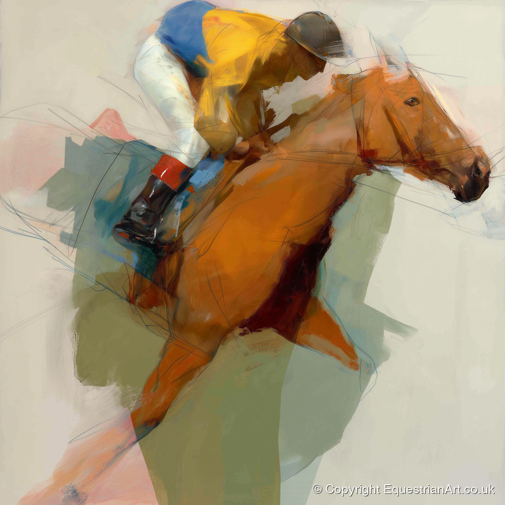 The Front Runner - racing horse art print and canvas by Silas Marlowe A.I