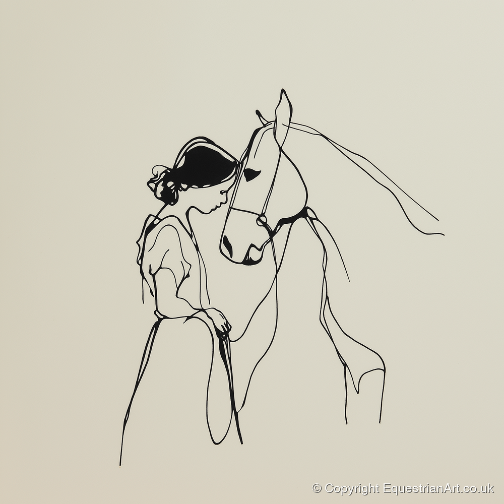 The Gentle Bond - horse & rider art print and canvas by Penelope Fox A.I
