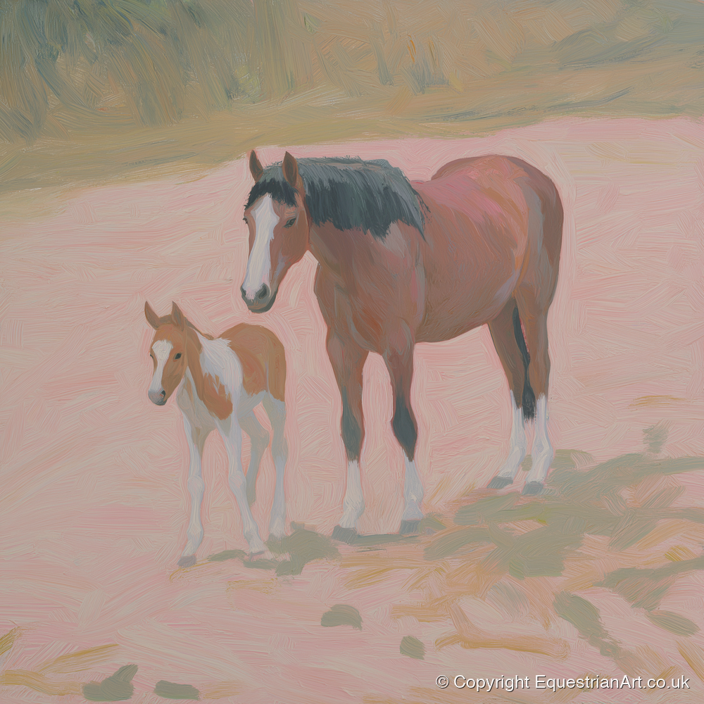 The Gentle Bond - mare & foal art print and canvas by Florence Hadley A.I
