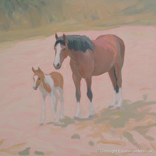 The Gentle Bond - mare & foal art print and canvas by Florence Hadley A.I