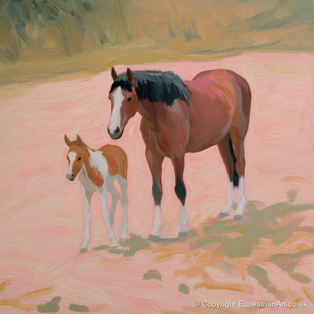 The Gentle Bond - mare & foal art print and canvas by Florence Hadley A.I