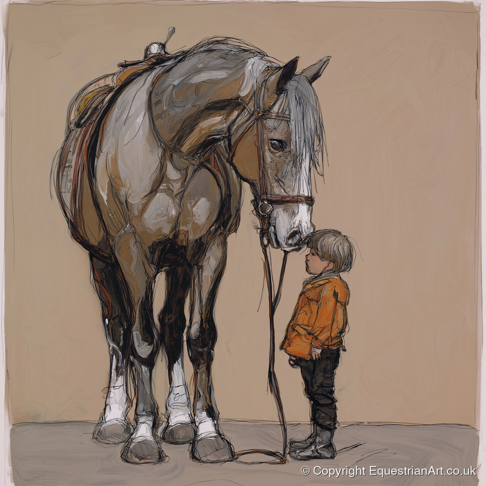 The Gentle Giant - horse & rider art print and canvas by Jasper Montgomery A.I