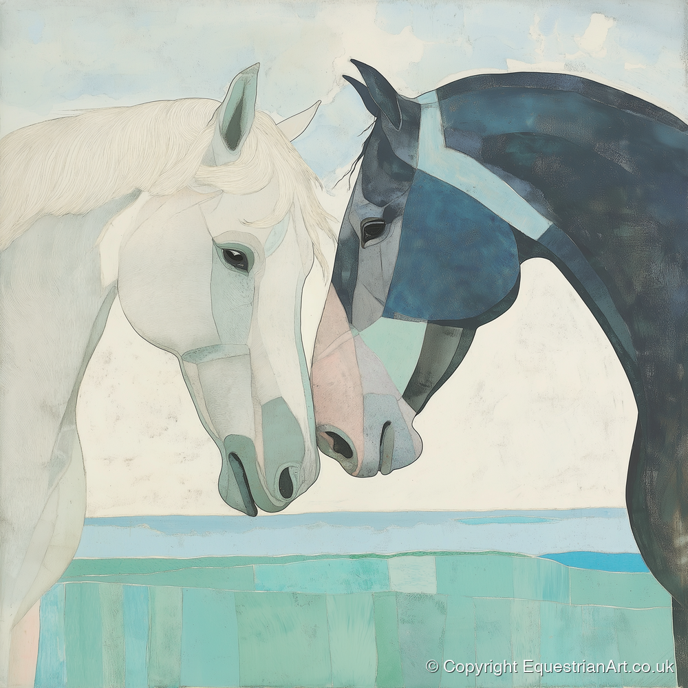 The Gentle Greeting - horse portrait art print and canvas by Flora Whitby A.I