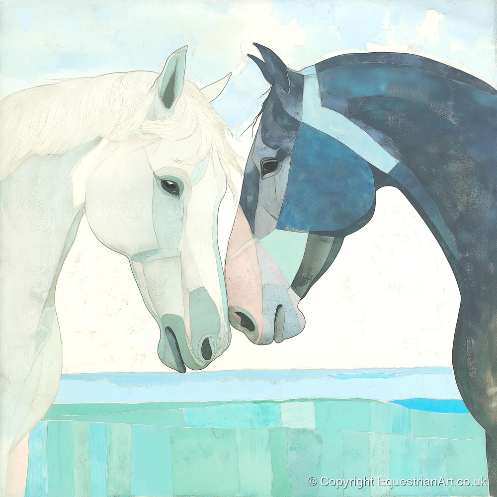 The Gentle Greeting - horse portrait art print and canvas by Flora Whitby A.I