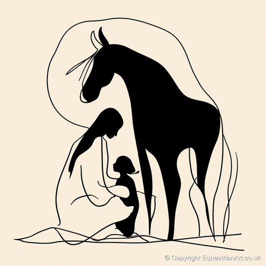 The Gentle Guardian - horse & rider art print and canvas by Felix Chambers A.I