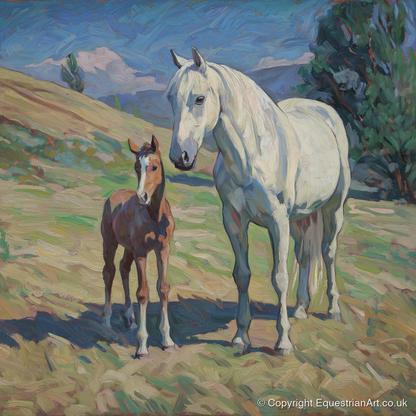 The Gentle Guardian - mare & foal art print and canvas by Edgar Whitmore A.I