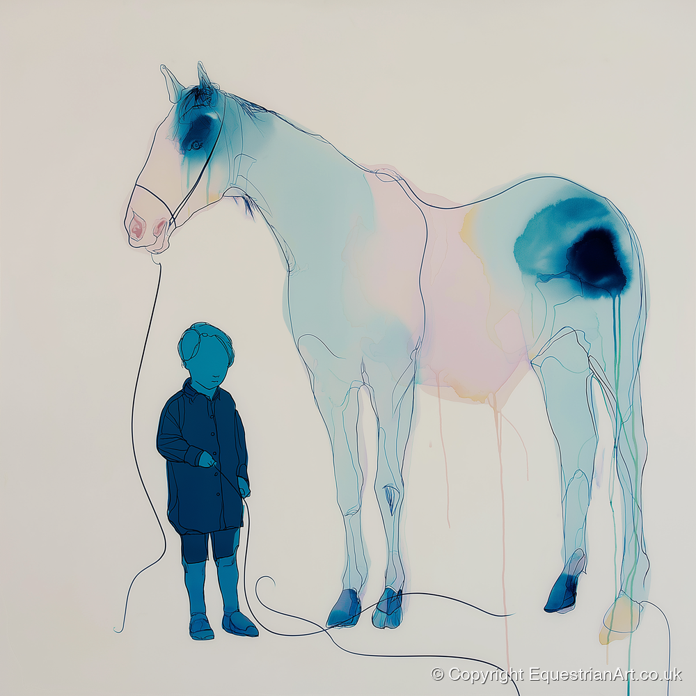 The Gentle Guide - horse & rider art print and canvas by Audrey Fontaine A.I