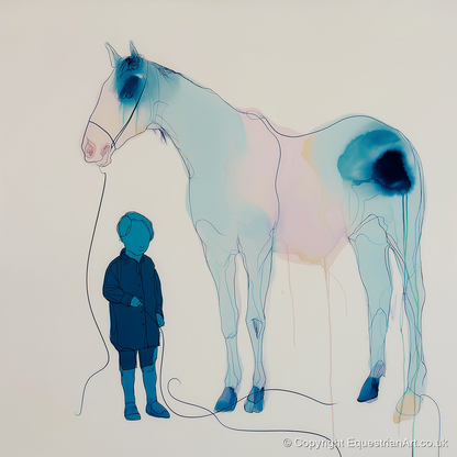 The Gentle Guide - horse & rider art print and canvas by Audrey Fontaine A.I