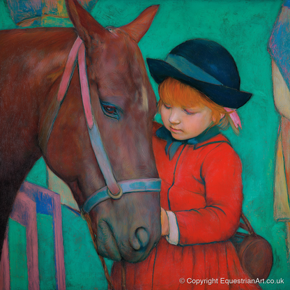 The Gentle Introduction - horse & rider art print and canvas by Lawrence Gable A.I