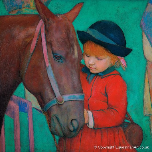 The Gentle Introduction - horse & rider art print and canvas by Lawrence Gable A.I
