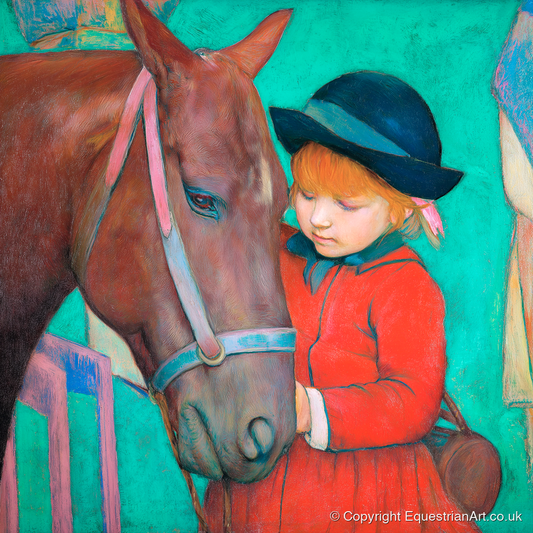 The Gentle Introduction - horse & rider art print and canvas by Lawrence Gable A.I