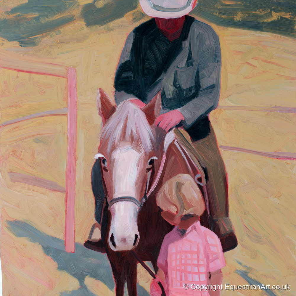 The Gentle Lesson - horse & rider art print and canvas by Florence Hadley A.I