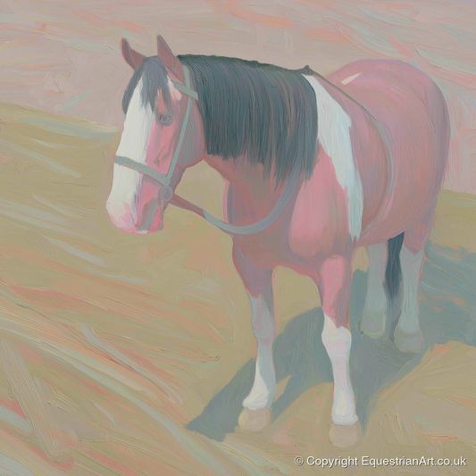 The Gentle Skewbald - working horse art print and canvas by Florence Hadley A.I