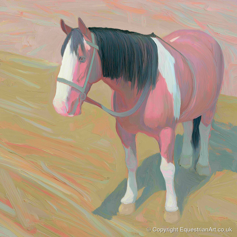 The Gentle Skewbald - working horse art print and canvas by Florence Hadley A.I