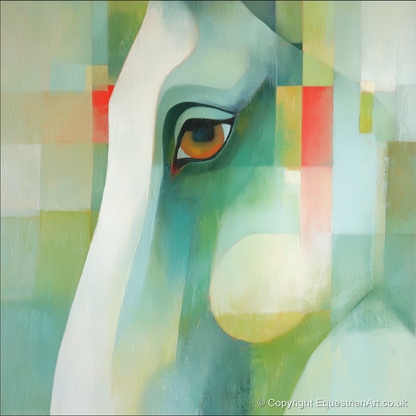 The Geometric Gaze - horse portrait art print and canvas by Leon Lambert A.I