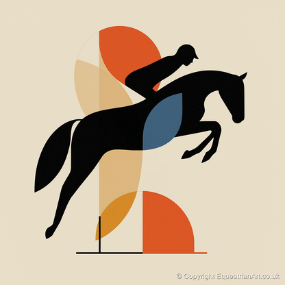 The Geometric Leap - show jumping horse art print and canvas by Oliver Tate A.I