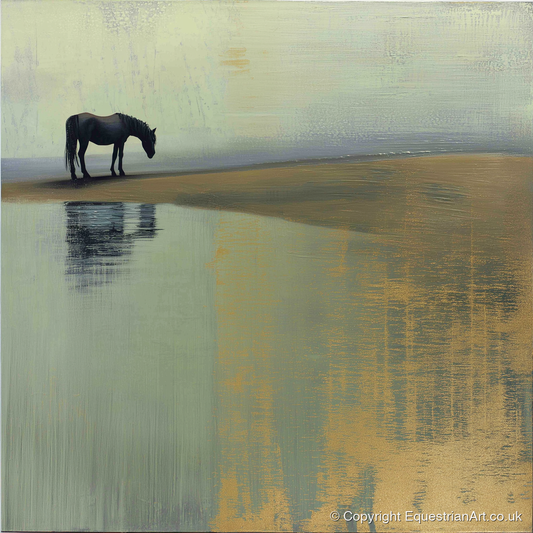 The Gilded Estuary - horse landscape art print and canvas by Graham Whitaker A.I