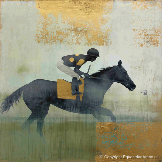 The Gilded Gallop - racing horse art print and canvas by Graham Whitaker A.I